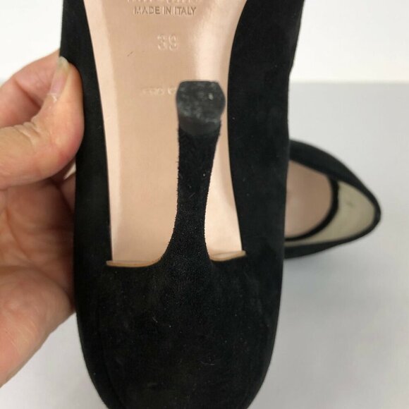 Miu Miu Cross Strap Stiletto Heel Black Suede Open Top Pump Women's Size 9/39 - Picture 9 of 11